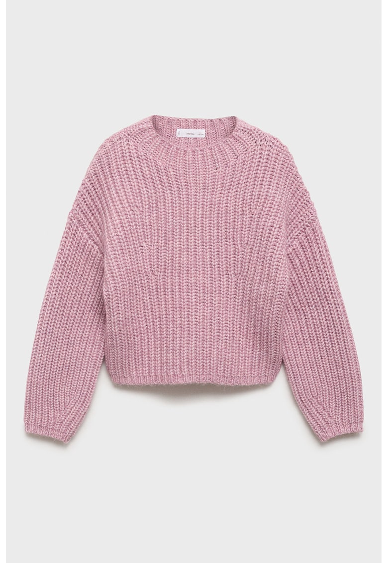 Pulover tricotat cu decolteu rotund - Prafuit