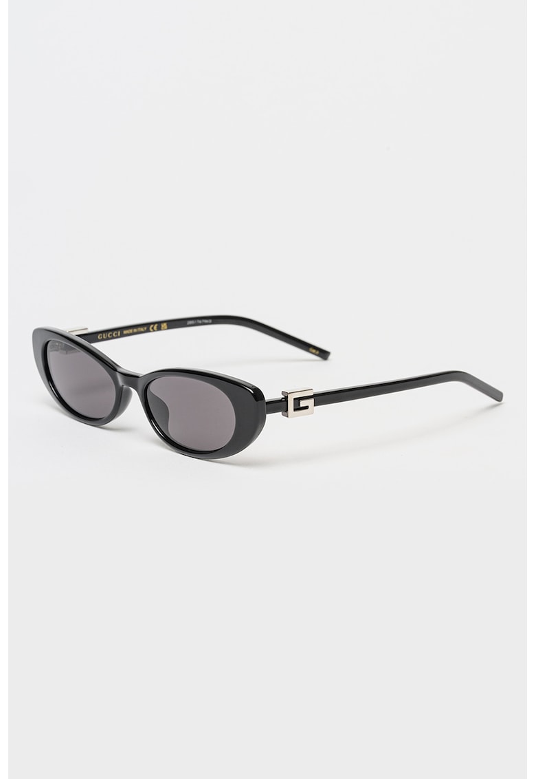 Ochelari de soare cat-eye cu lentila cu uniforma - Negru - Argintiu - Negru