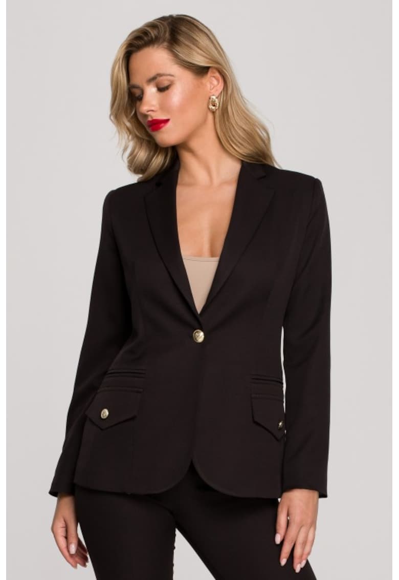 Sacou elegant cu nasturi decorativi - Negru