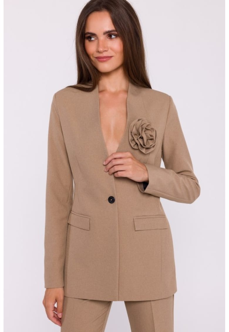 Sacou elegant de dama - fara guler - Bej