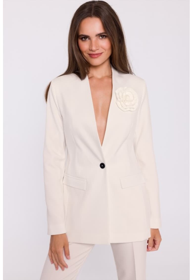 Sacou elegant de dama - fara guler - Alb