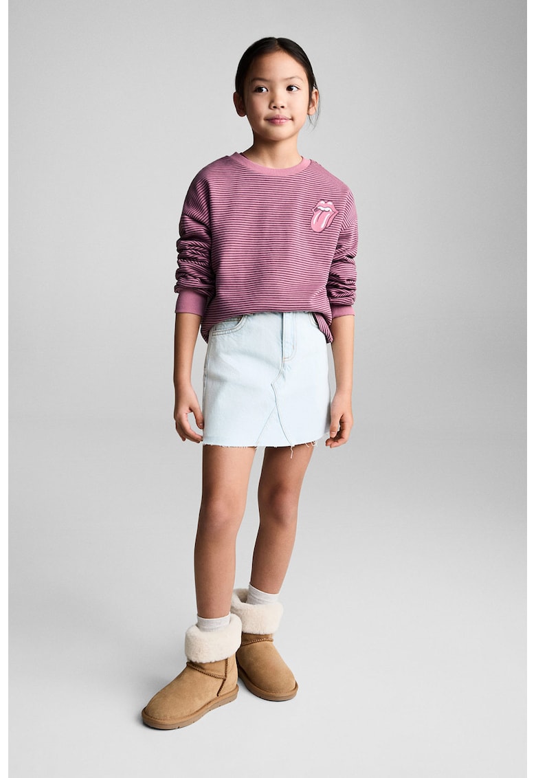 Fusta din denim cu terminatie franjurata