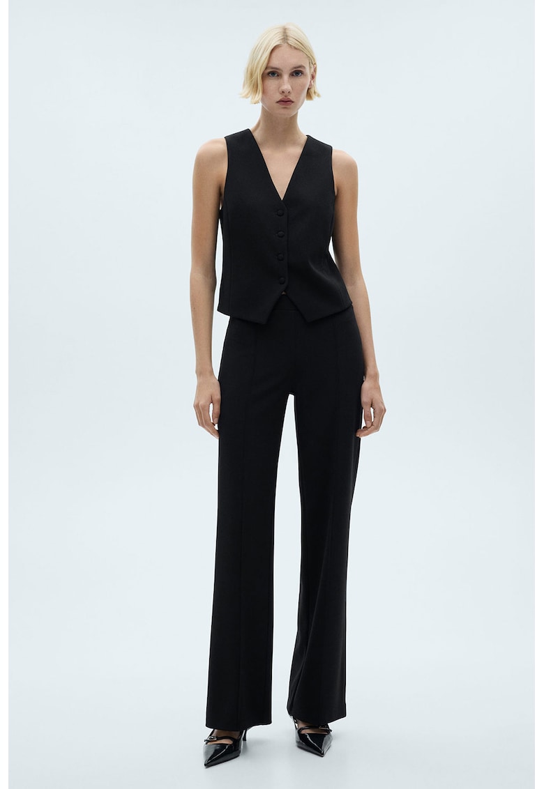 Pantaloni cu croiala dreapta si talie inalta