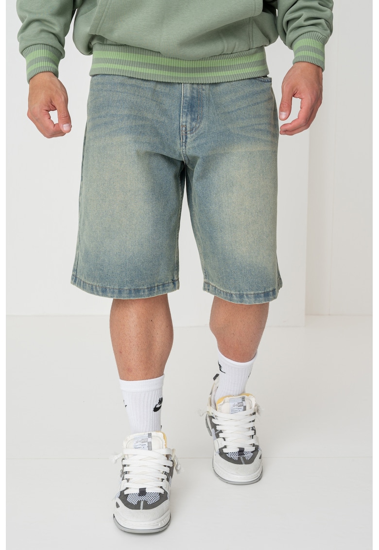 Bermude de denim cu aspect decolorat