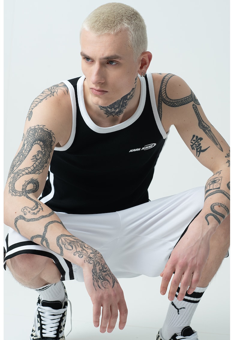 Top regular fit cu decolteu rotund