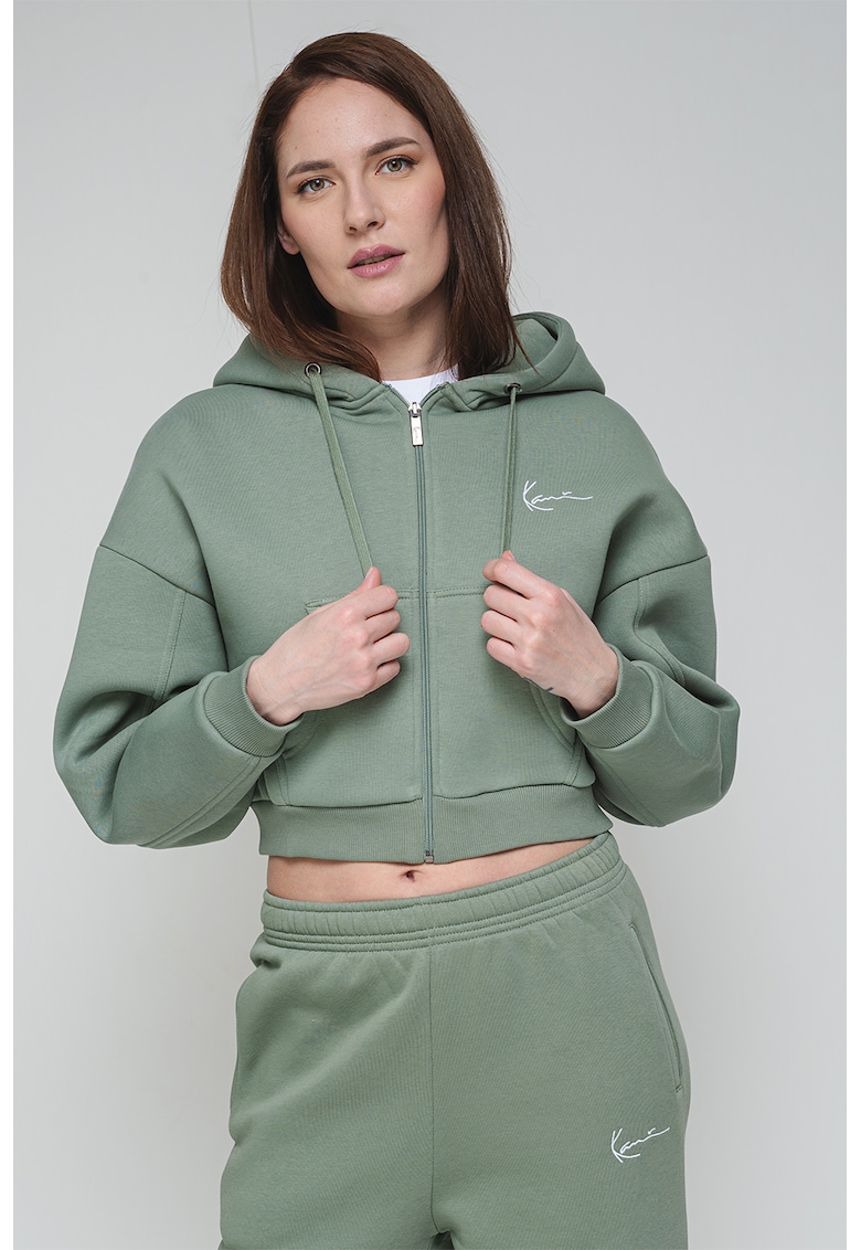 Hanorac crop cu fermoar