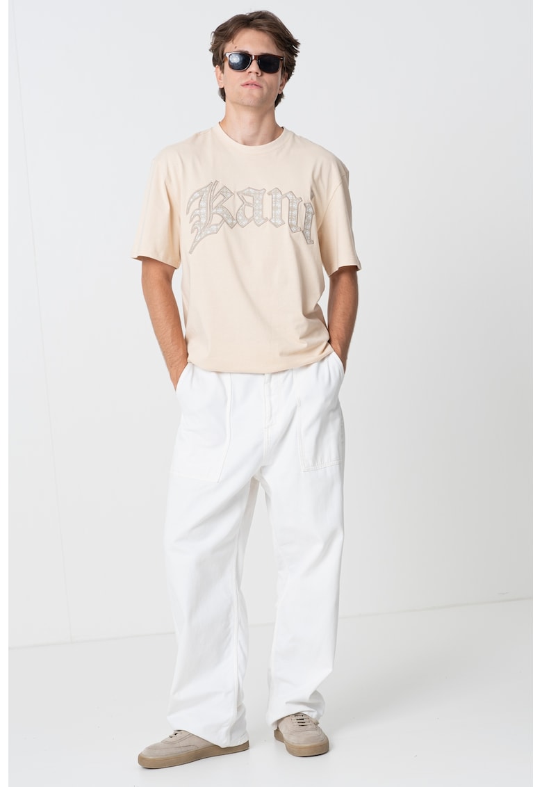 Tricou cu imprimeu logo - Maro nisip/Maro camel