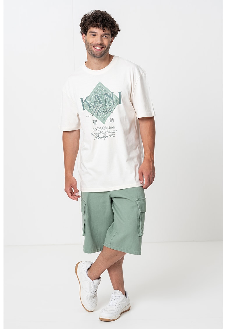 Tricou cu imprimeu logo - Verde/Alb murdar