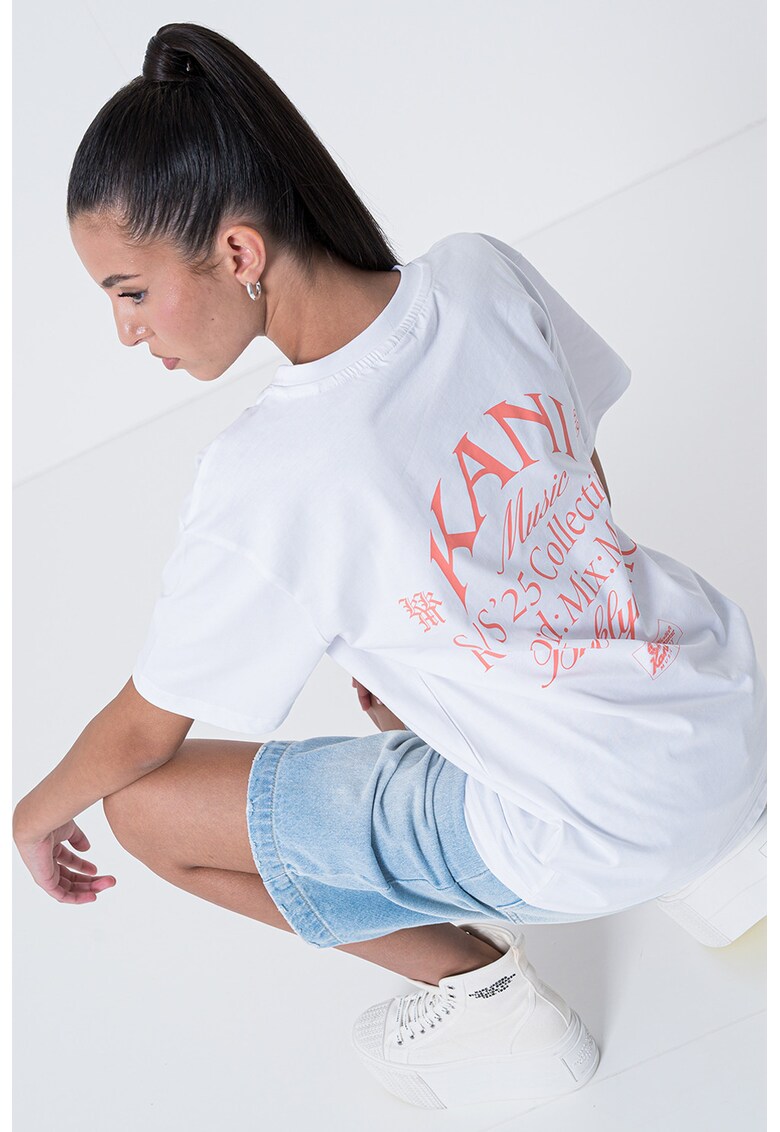 Tricou lejer cu imprimeu logo pe spate - Alb