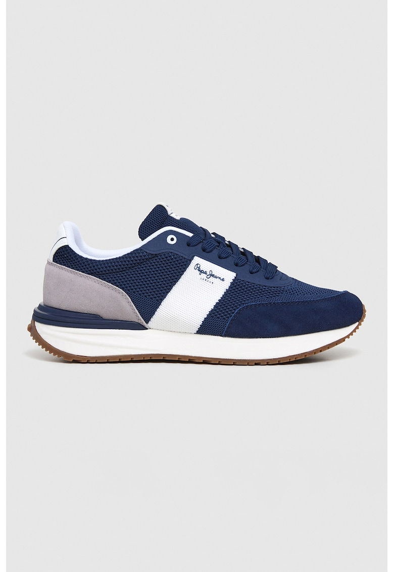 Pantofi sport cu garnituri de plasa si piele intoarsa