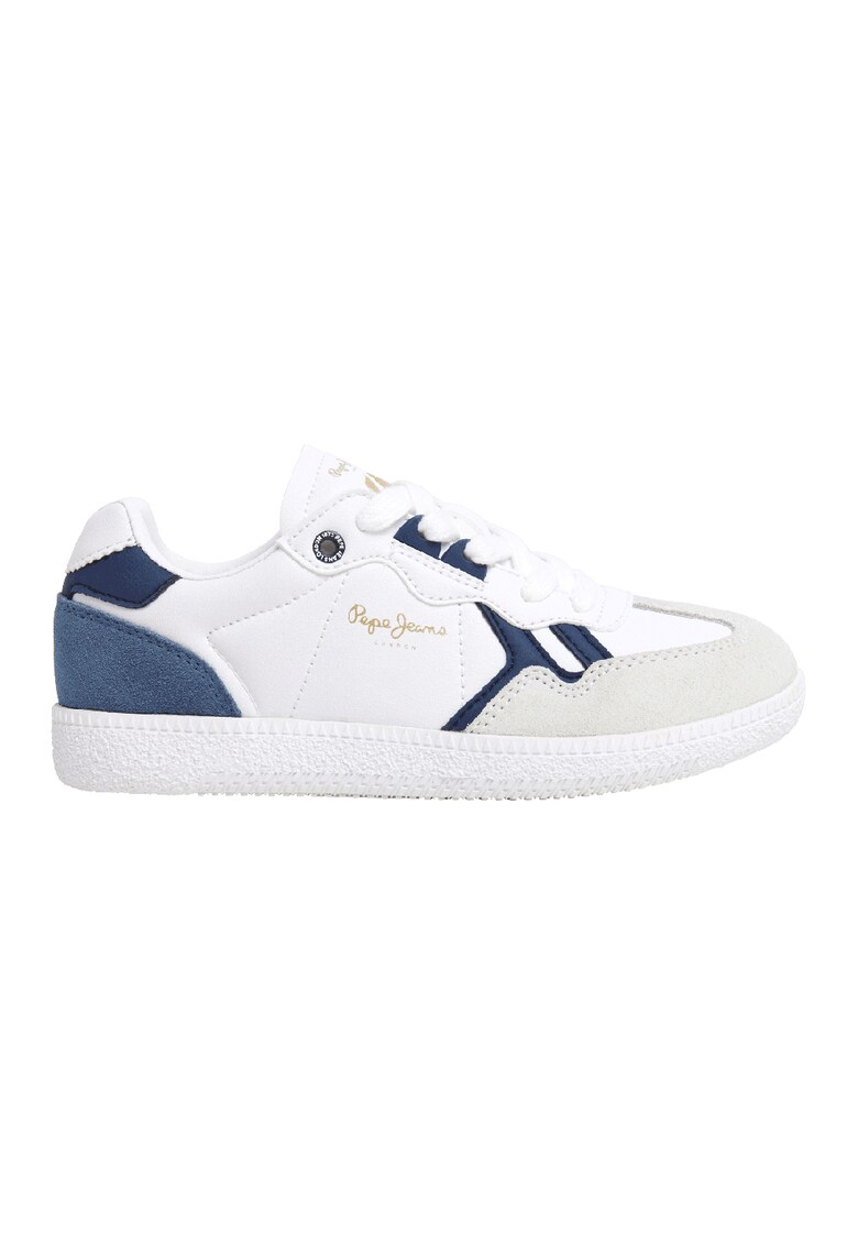 Pantofi sport cu insertii de piele intoarsa - Alb/Bleumarin
