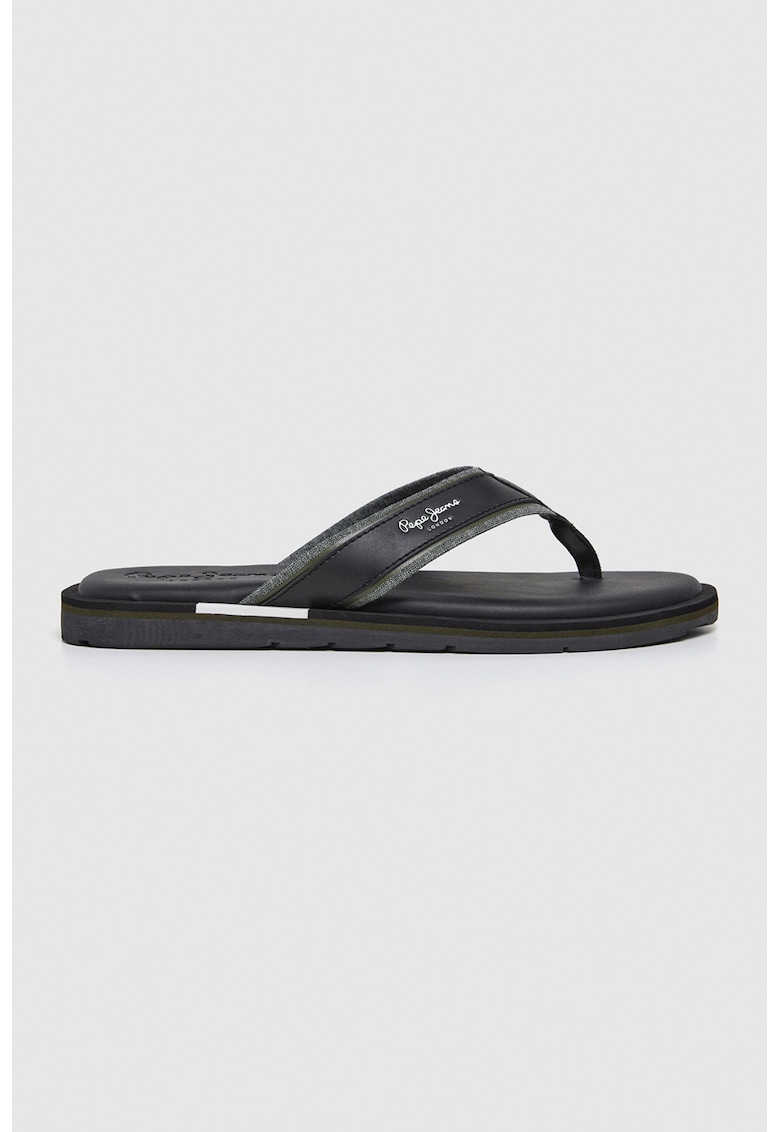 Papuci flip-flop cu logo - Negru
