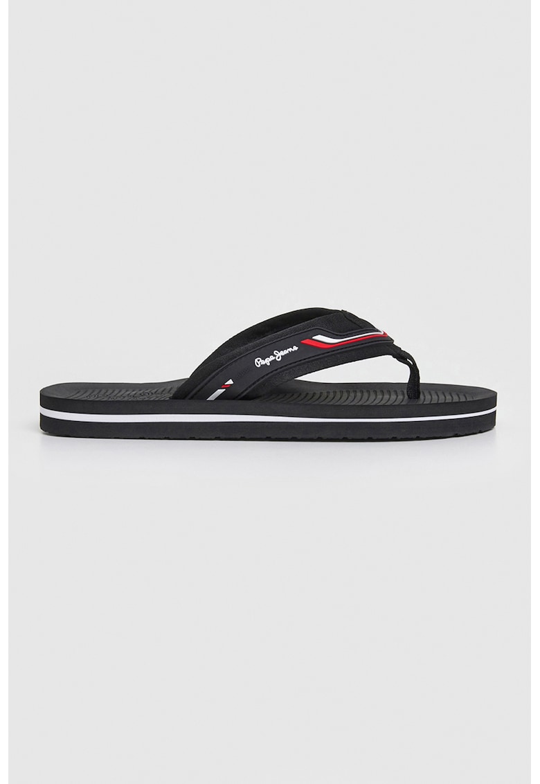 Papuci flip-flop cu logo - Negru/Alb optic