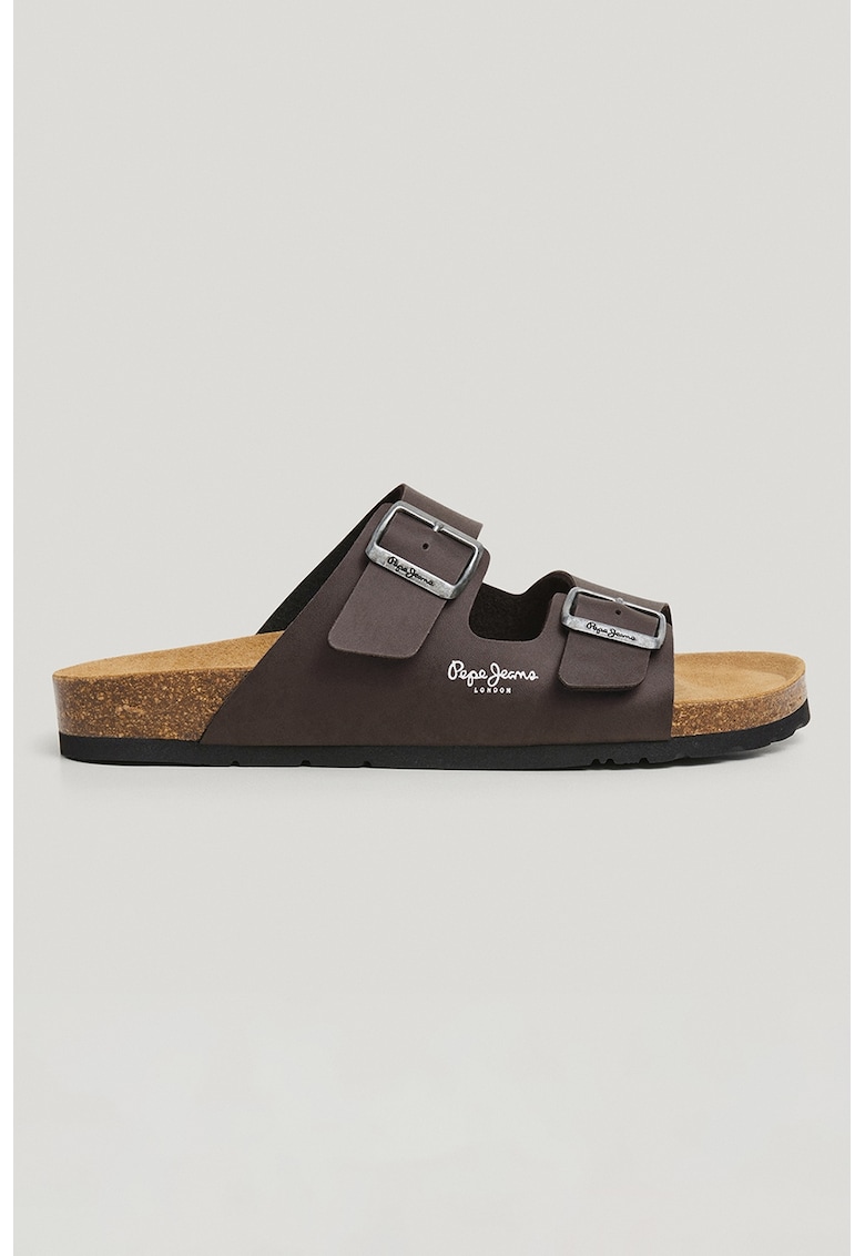 Papuci de piele ecologica cu catarame