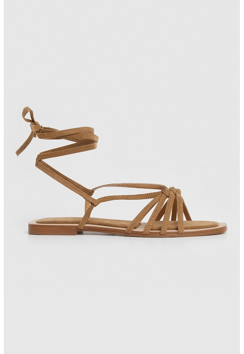 Sandale din piele intoarsa ecologica cu barete multiple