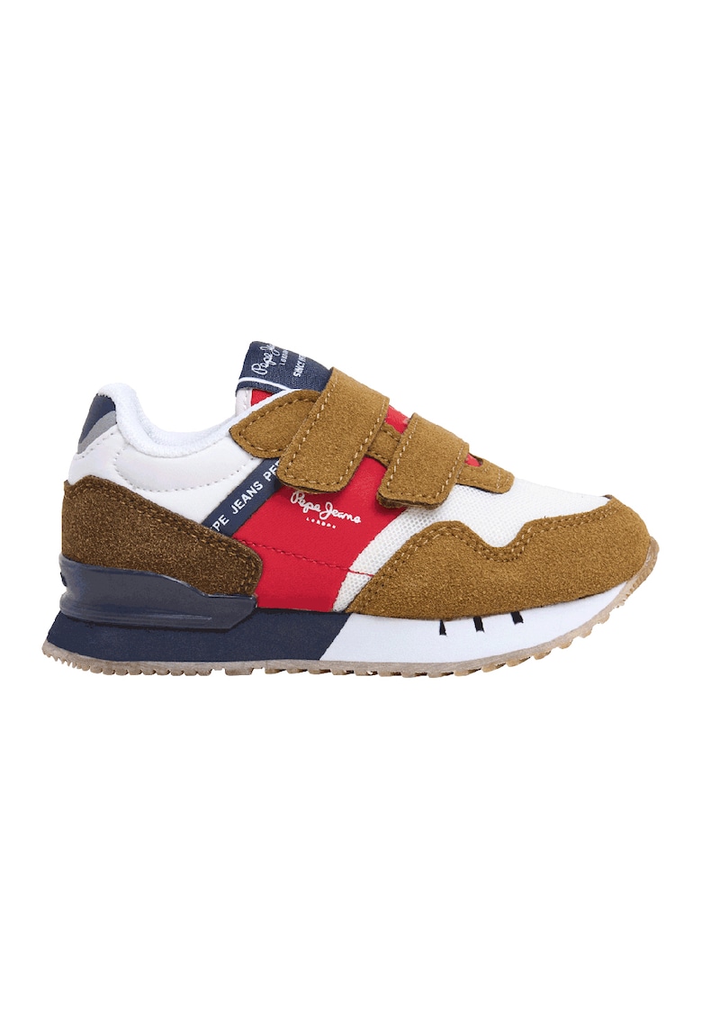 Pantofi sport cu insertii de piele intoarsa sintetica si cu velcro