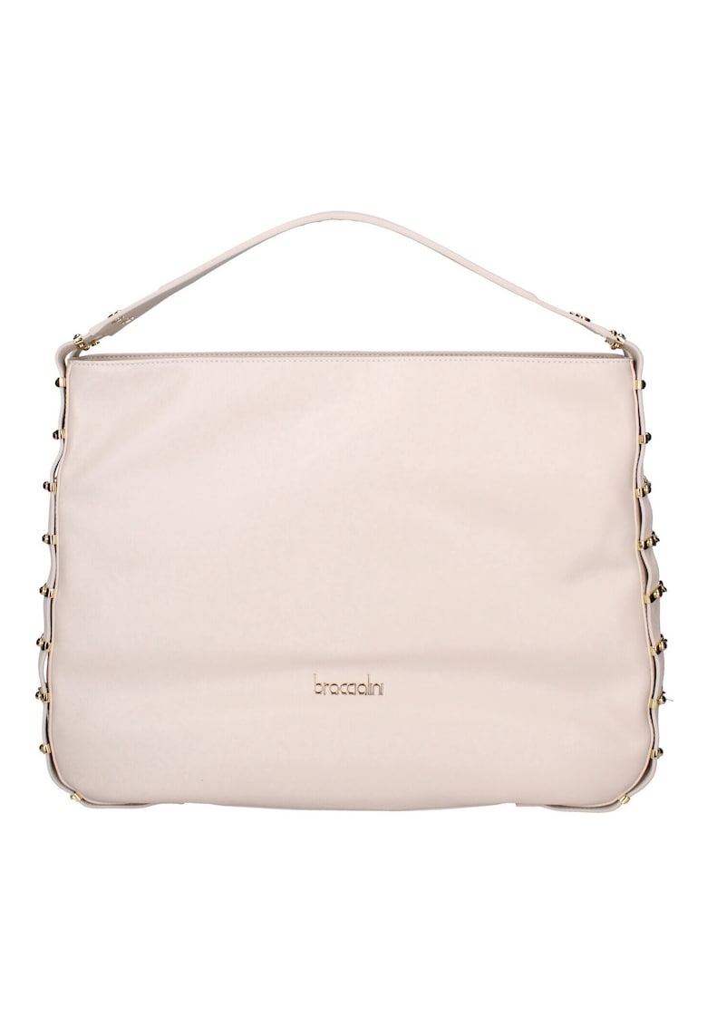 Geanta din piele cu maner si logo