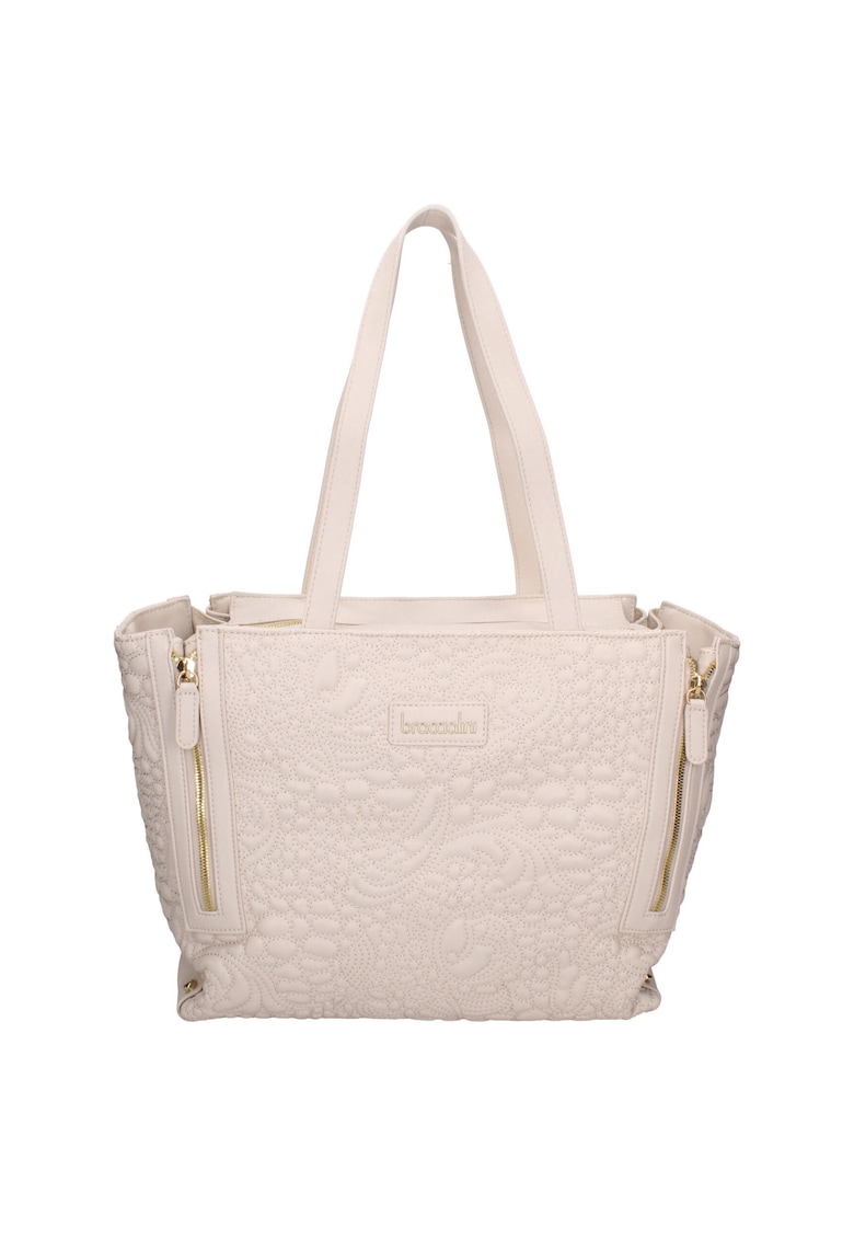 Geanta din piele ecologica cu bareta de umar si fermoare laterale