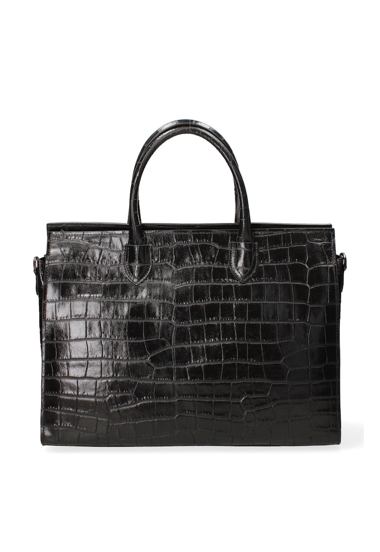 Geanta tote din piele cu bareta detasabila - Negru