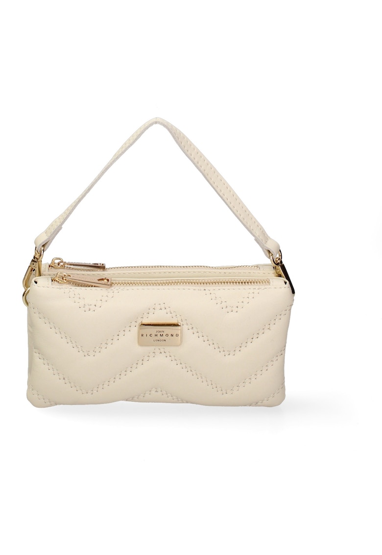 Geanta crossbody din piele cu logo - Auriu/Bej