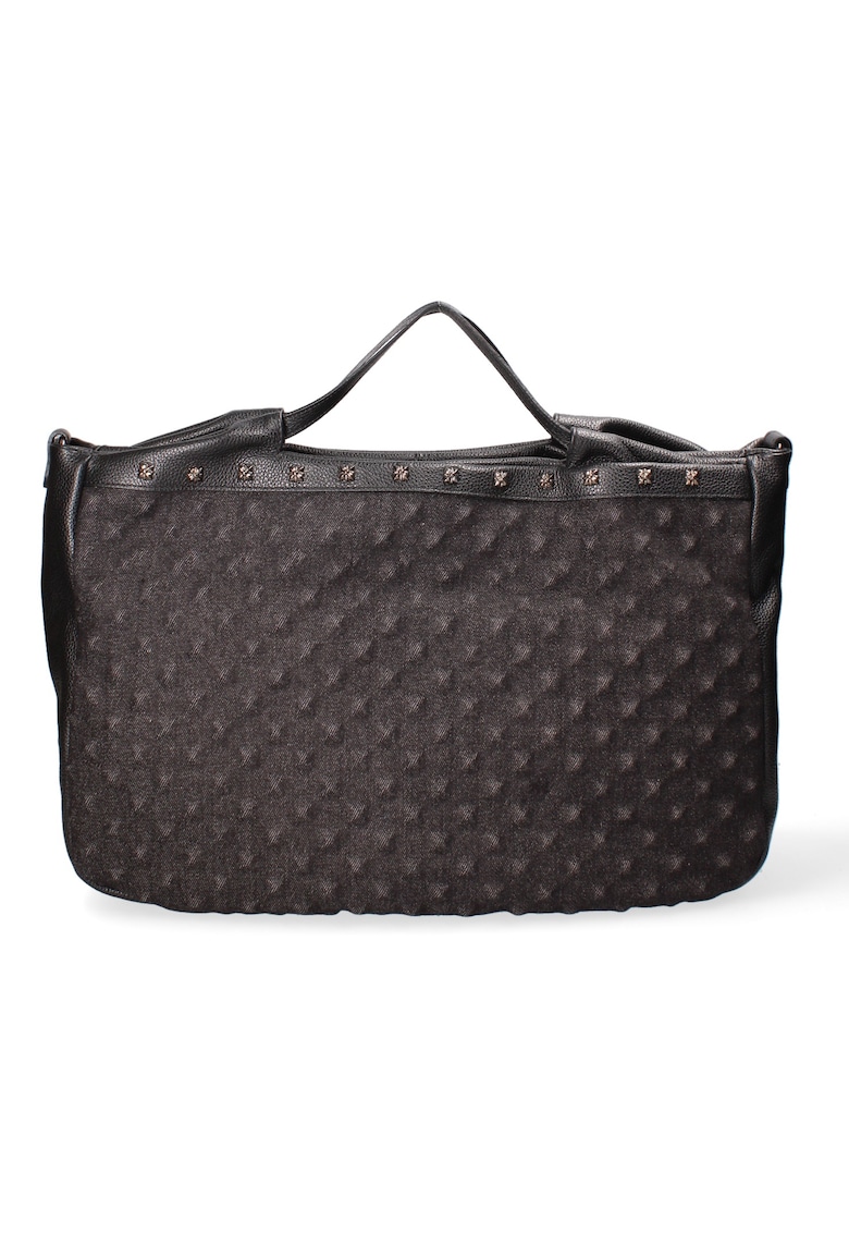 Geanta din piele cu bareta de umar cu model logo