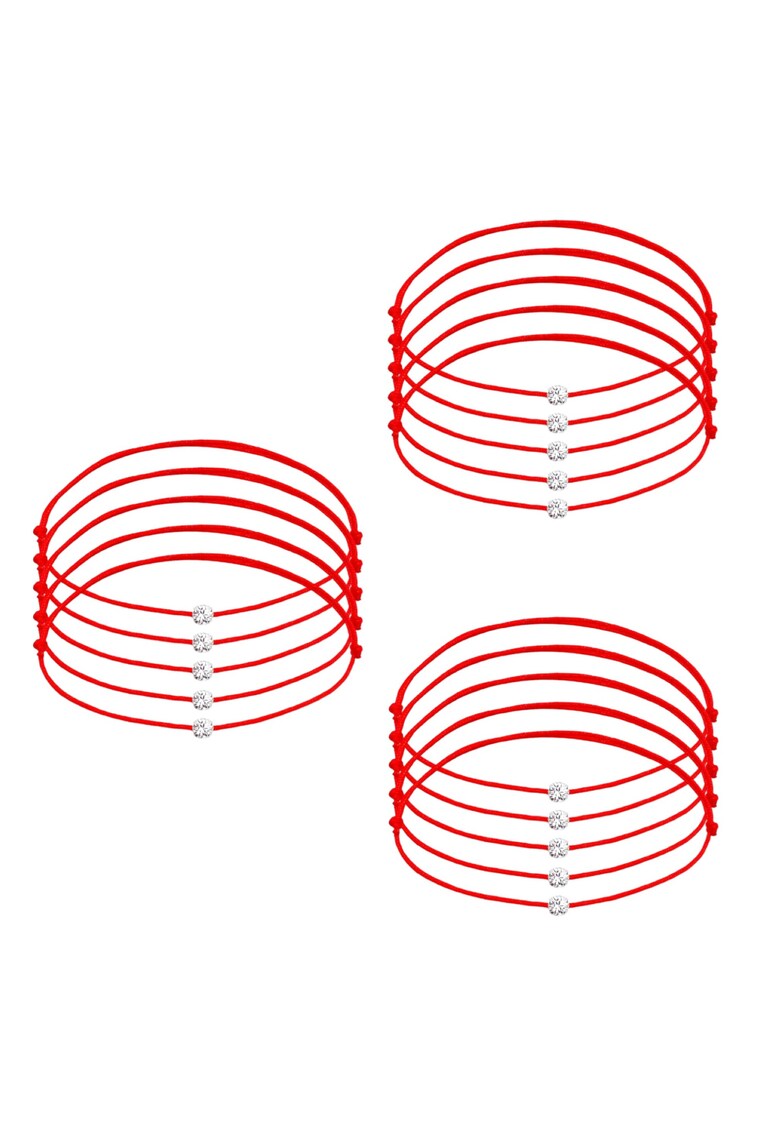 Set 15 bratari Martisor cu Cristale Swarovski - snur rosu reglabil - 1 Martie