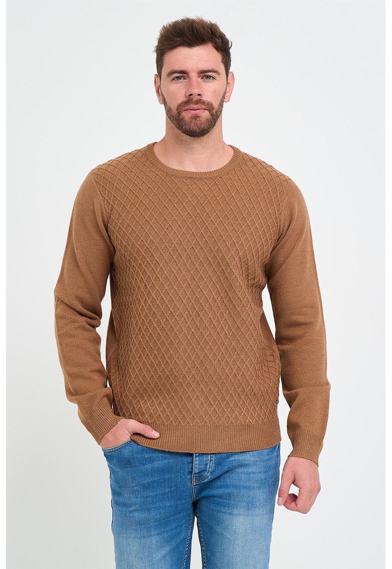 Pulover texturat din amestec de lana