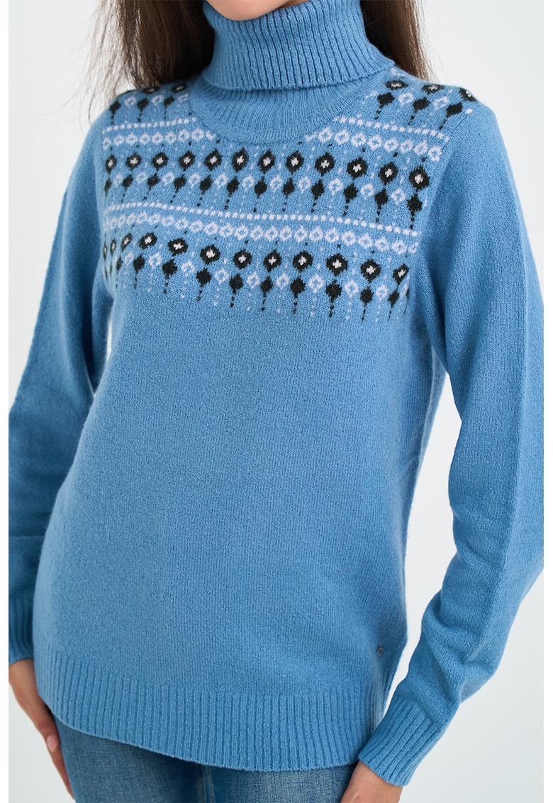 Pulover cu guler inalt si model geometric