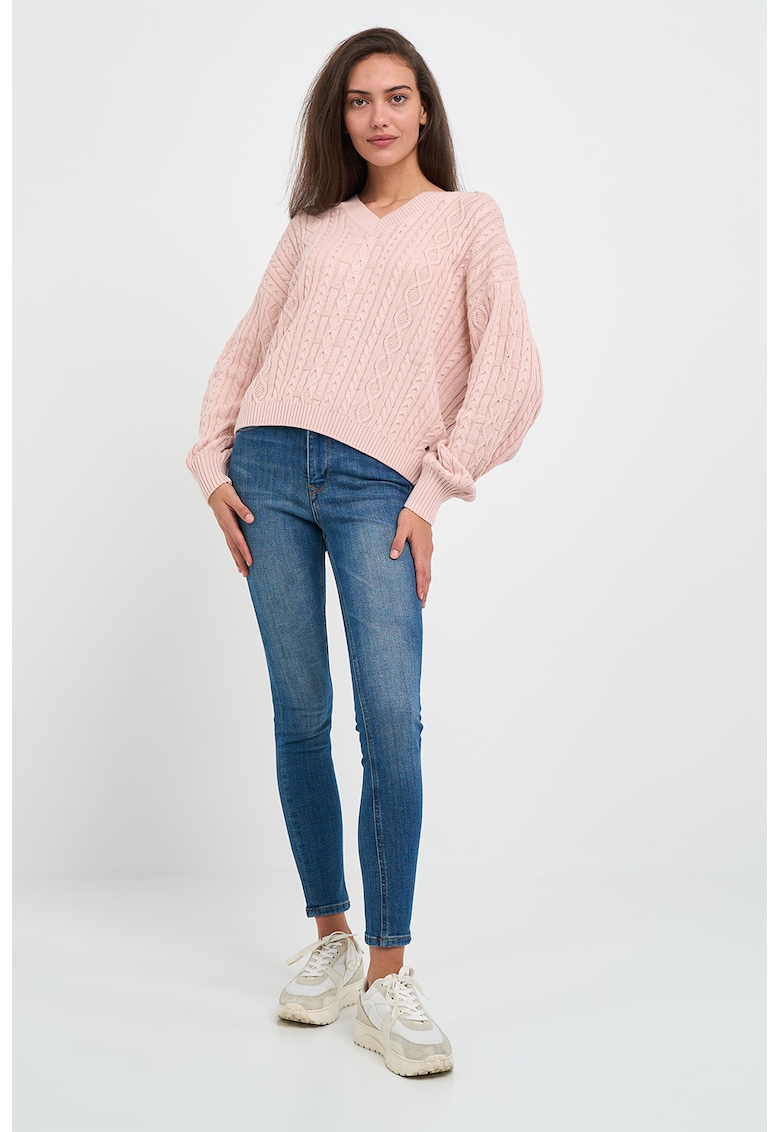 Pulover de bumbac cu torsade