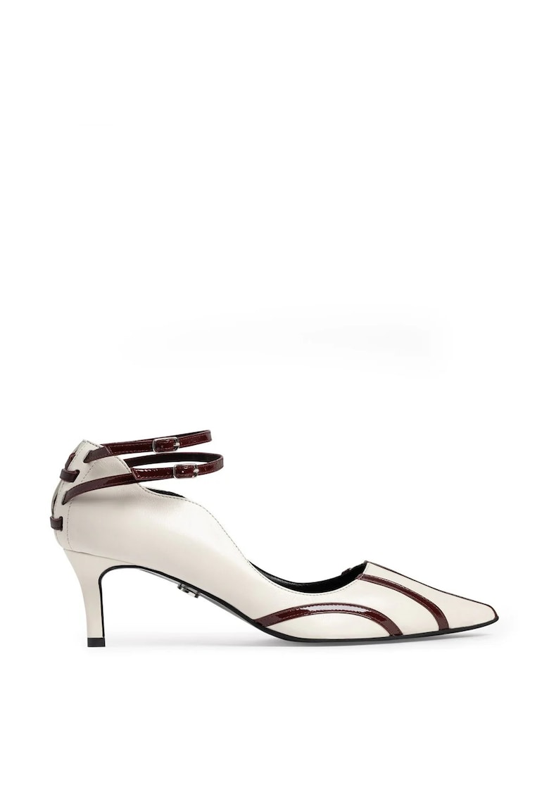 Pantofi dama  model 1535 piele nappa crem - lac bordo