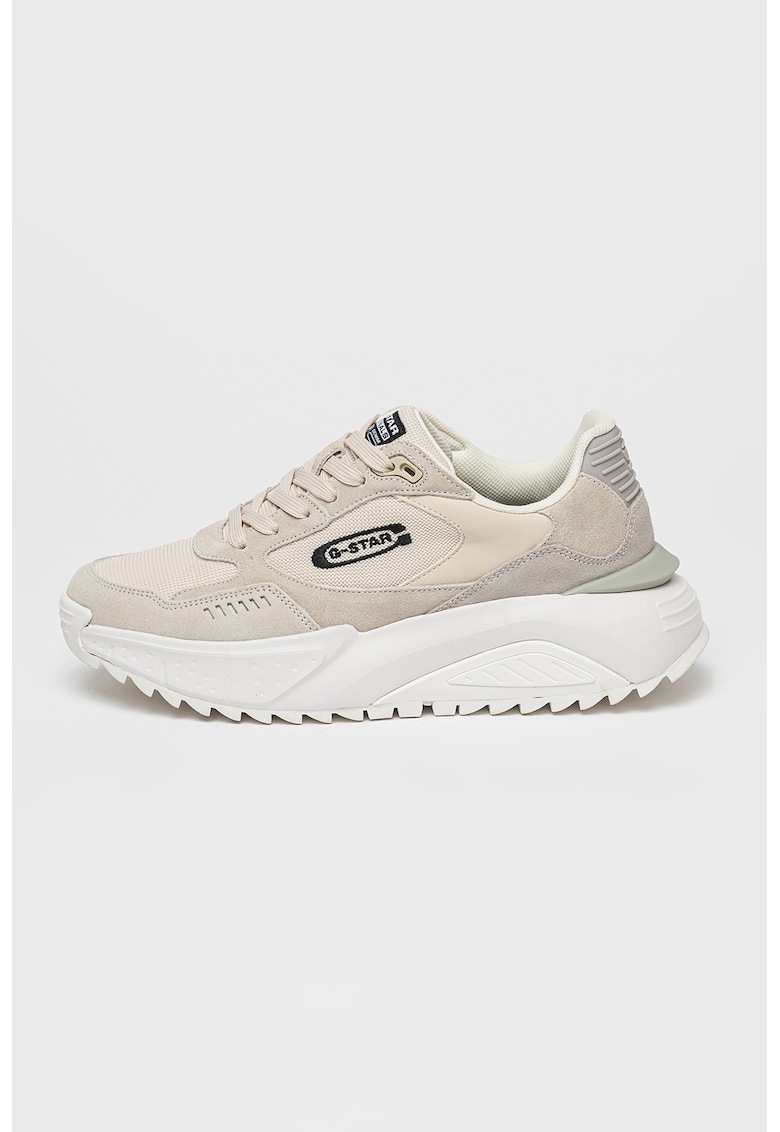 Pantofi sport wedge cu segmente din piele intoarsa Duko - Gri deschis/Alb murdar