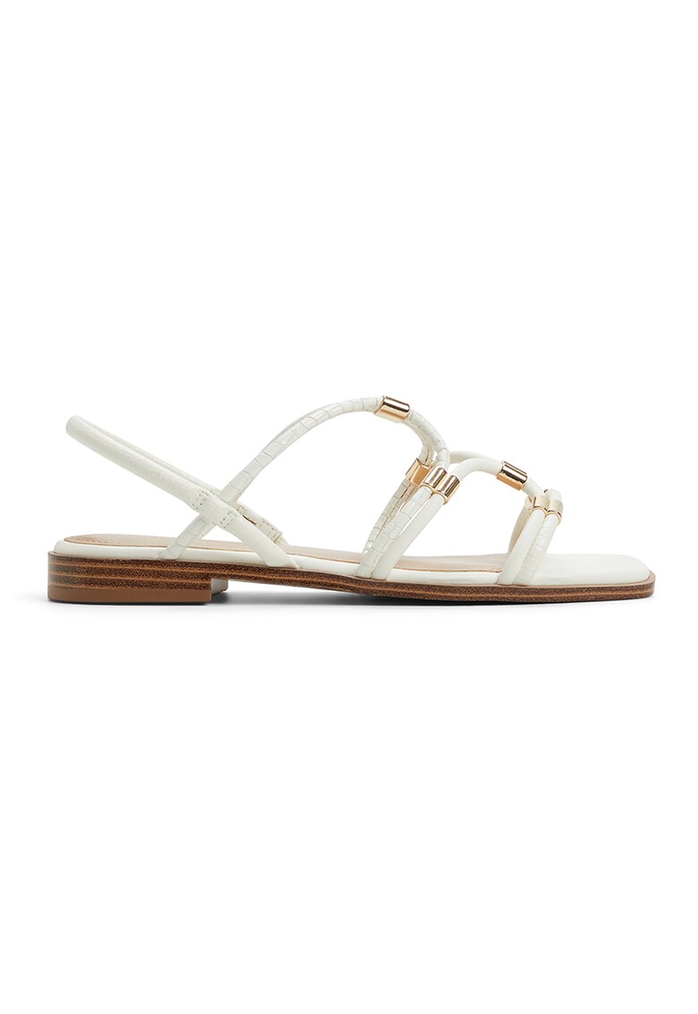 Sandale de piele ecologica cu barete multiple Bychan - Alb fildes