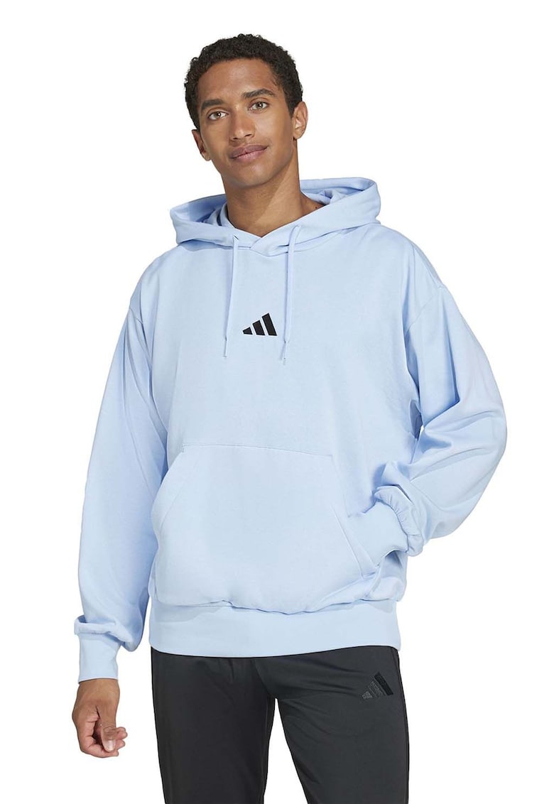 Hanorac regular fit cu buzunar kangaroo Feelcozy - Negru/Albastru glaciar