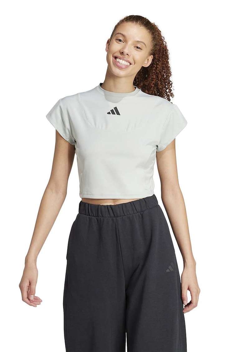 Tricou crop cu detaliu logo