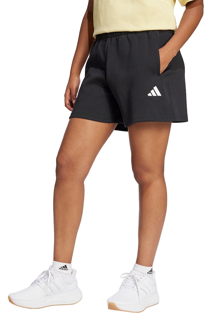 Pantaloni scurti cu talie elastica - Negru stins/Alb optic