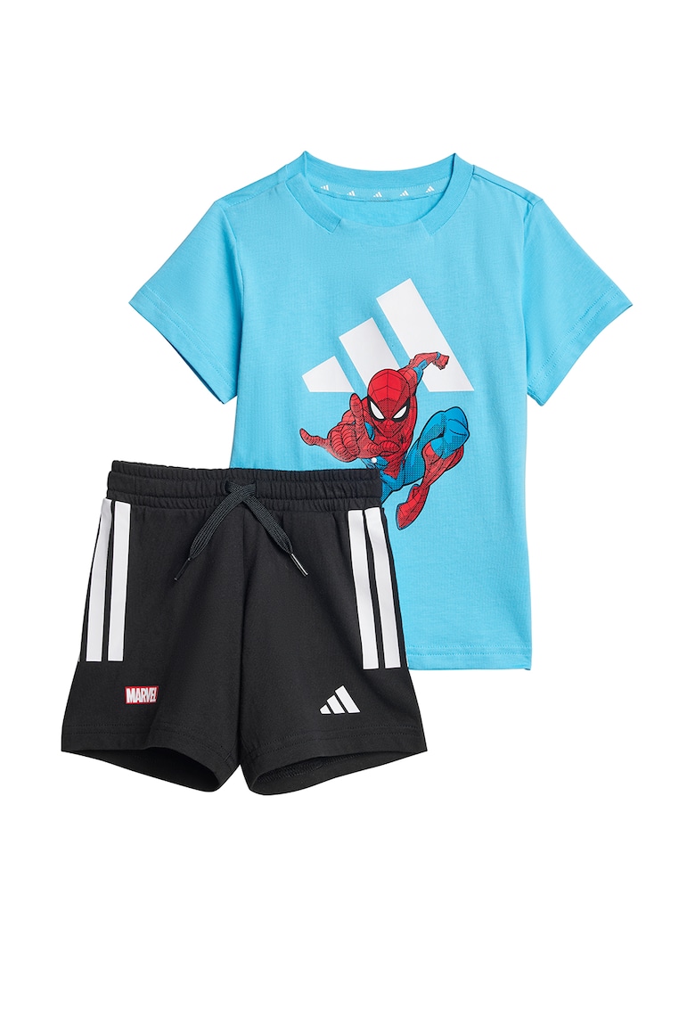 Set de tricou de bumbac cu imprimeu si pantaloni scurti