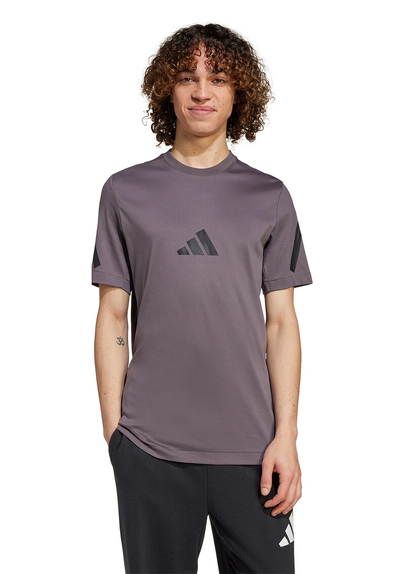 Tricou de bumbac cu model monograma Z.N.E - Negru/Lila pal