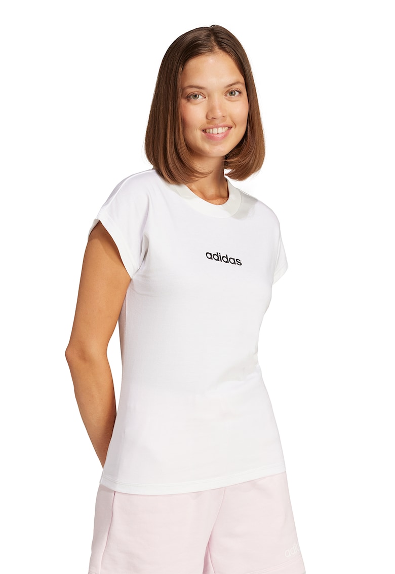 Tricou de bumbac cu decolteu rotund Essentials - Negru stins/Alb optic