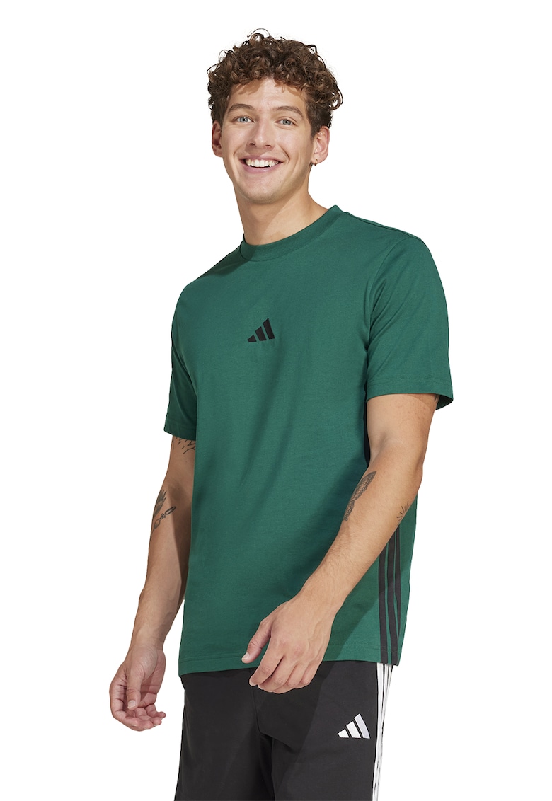 Tricou din bumbac cu decolteu la baza gatului si logo Tricou din bumbac cu decolteu la baza gatului si logo