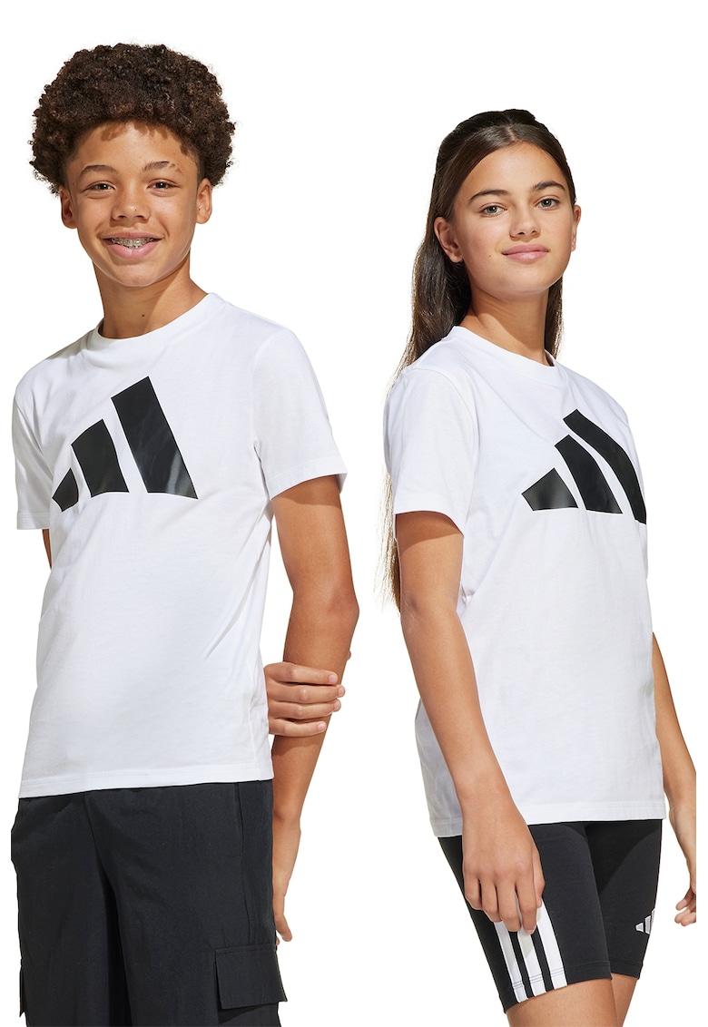 Tricou din bumbac cu imprimeu logo cauciucat - Negru stins/Alb optic