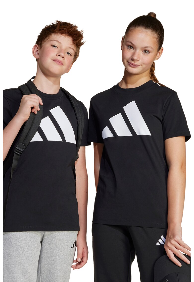 Tricou din bumbac cu imprimeu logo cauciucat - Negru/Alb optic