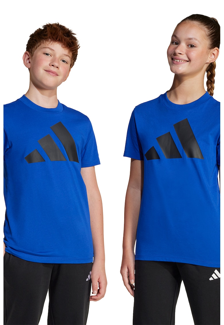 Tricou din bumbac cu imprimeu logo cauciucat - Negru/Albastru royal