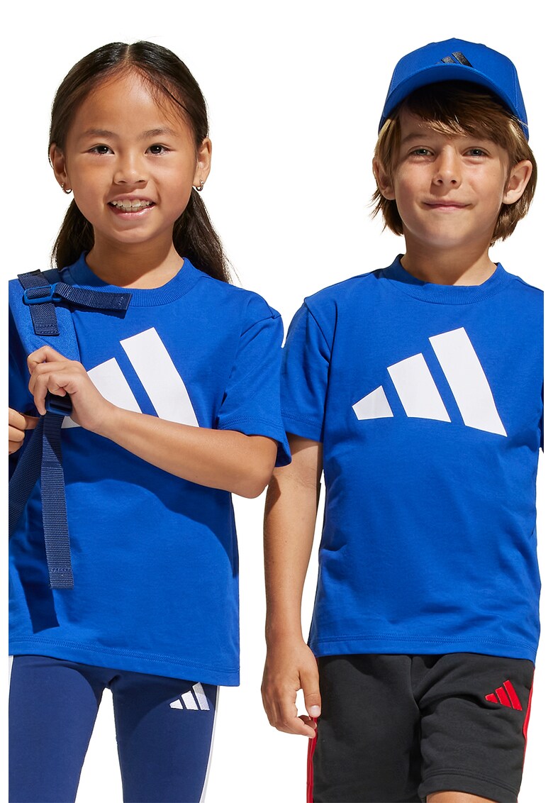 Tricou regular fit din bumbac cu logo - Albastru royal/Alb optic