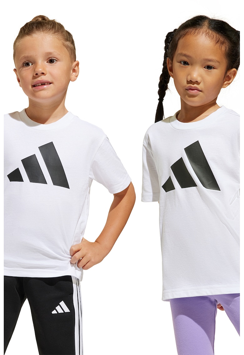 Tricou regular fit din bumbac cu logo - Negru stins/Alb optic