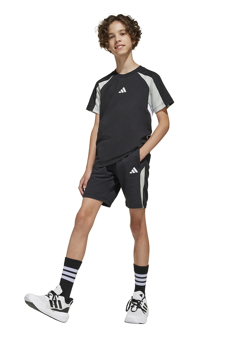 Pantaloni scurti din amestec de bumbac cu logo - Negru/Gri deschis