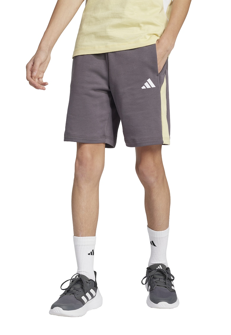 Pantaloni scurti din amestec de bumbac cu logo - Bej/Violet prafuit