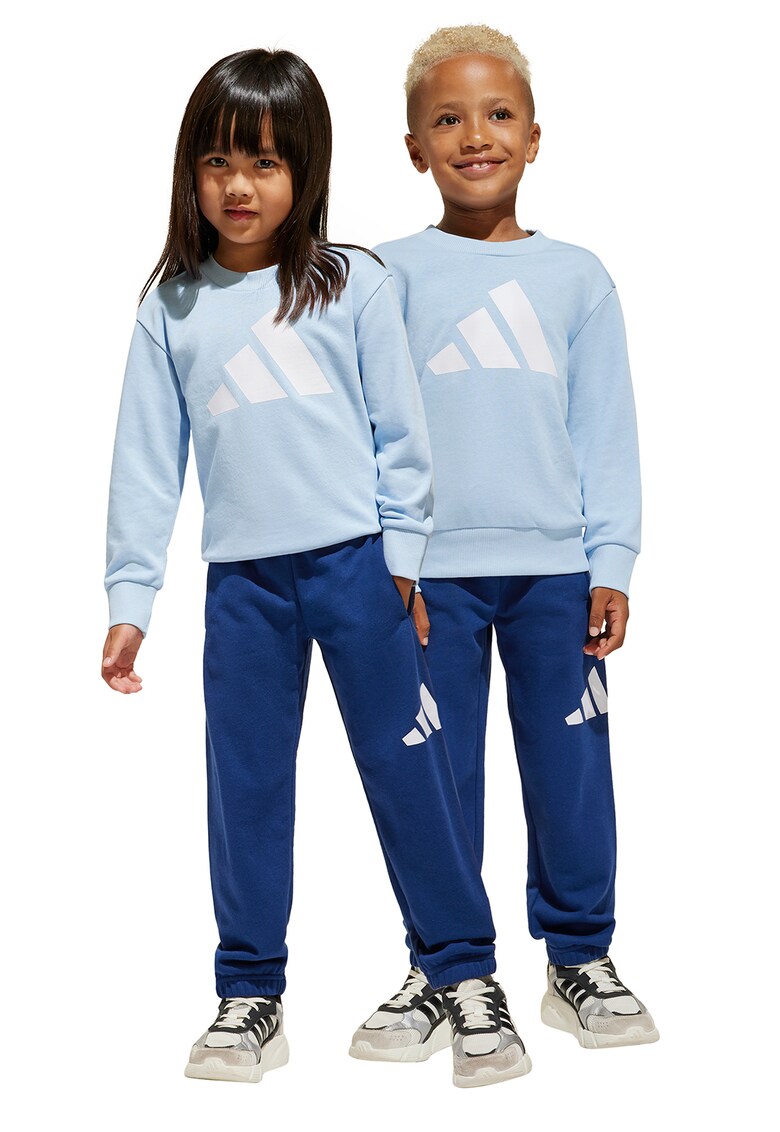 Trening din amestec de bumbac cu imprimeu logo - Albastru pastel/Albastru inchis/Alb optic