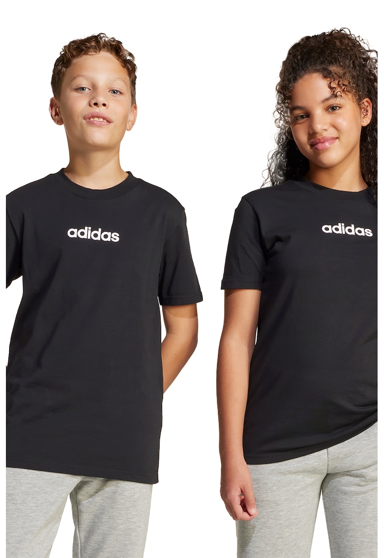 Tricou cu decolteu la baza gatului si logo pe piept - Negru/Alb optic