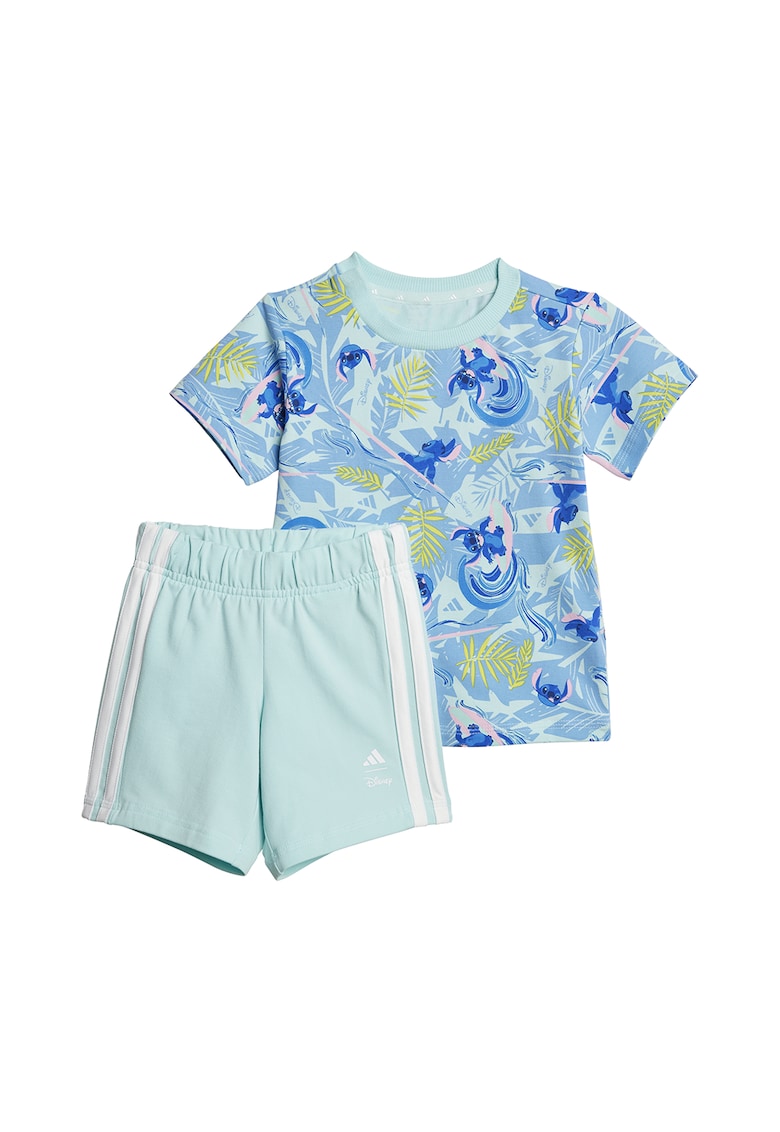 Set de tricou si pantaloni scurti din amestec de bumbac cu model cu Stitch