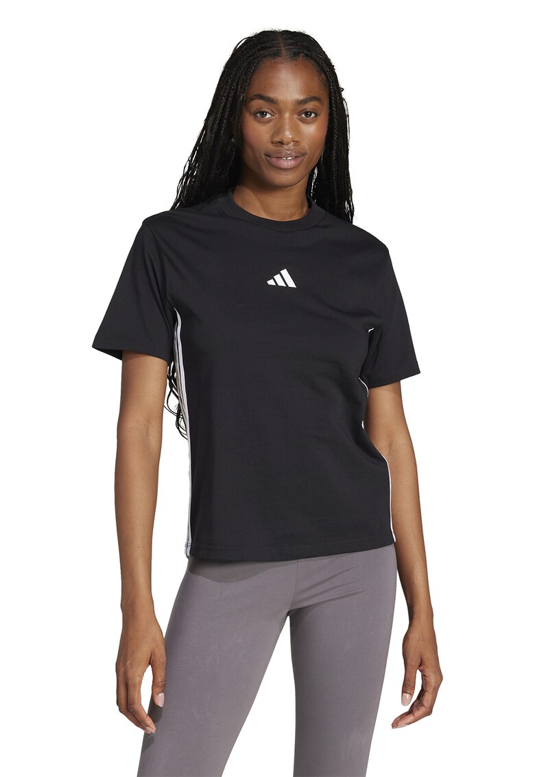 Tricou din bumbac cu decolteu la baza gatului - Negru stins